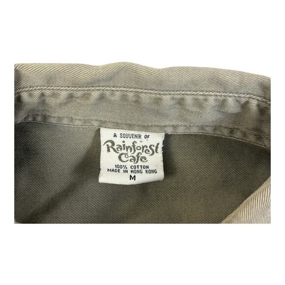 Vintage 90s Rainforest Cafe Cotton Men’s Medium Brown Canvas Button Down Shirt - Picture 16 of 16